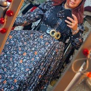 ♥️Dalia Macphee Printed Lace Detail Midi Dress (Belt not included)